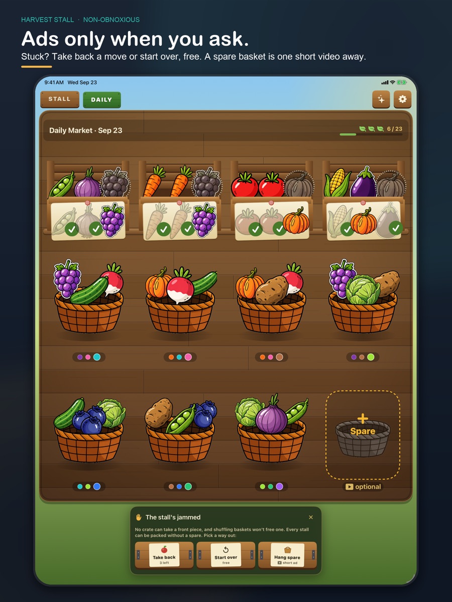Harvest Stall on iPad, screenshot 2