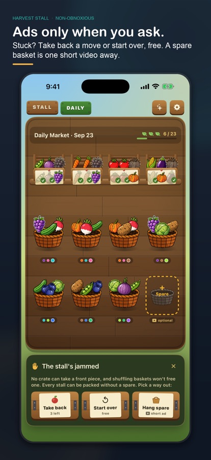 Harvest Stall on iPhone, screenshot 2