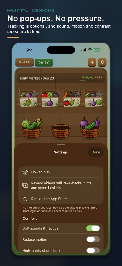 Harvest Stall on iPhone, screenshot 3